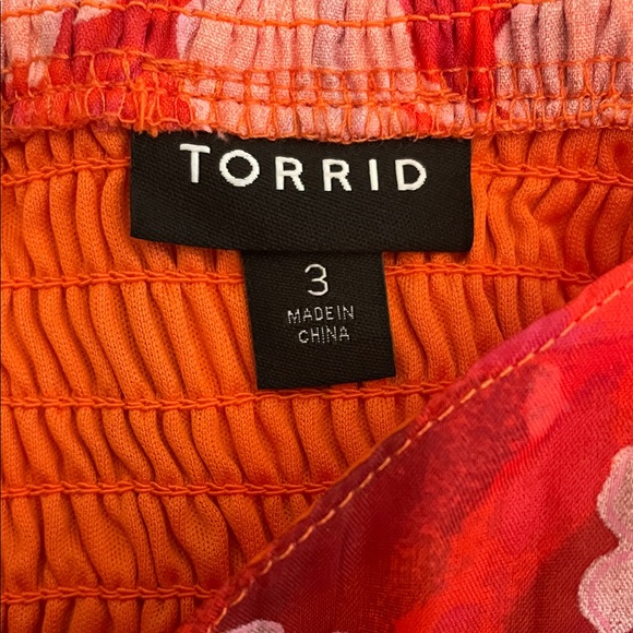 TORRID Women’s Midi Cotton Clip Dot Lace Up Smocked Dress - Picture 4 of 5